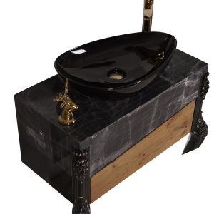 روشویی آرشیدا مشکی با درب ترموو سایز 40*80 DLW