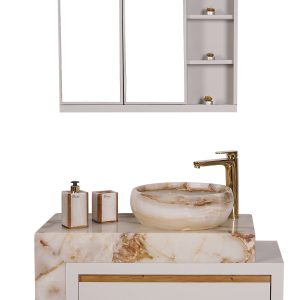 روشویی آدیسا سفید با کابین سفید سایز 40*70 DLW