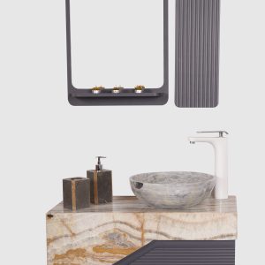 روشویی عرشیا پرتقالی عسلی کابین دودی سایز 70*40 DLW