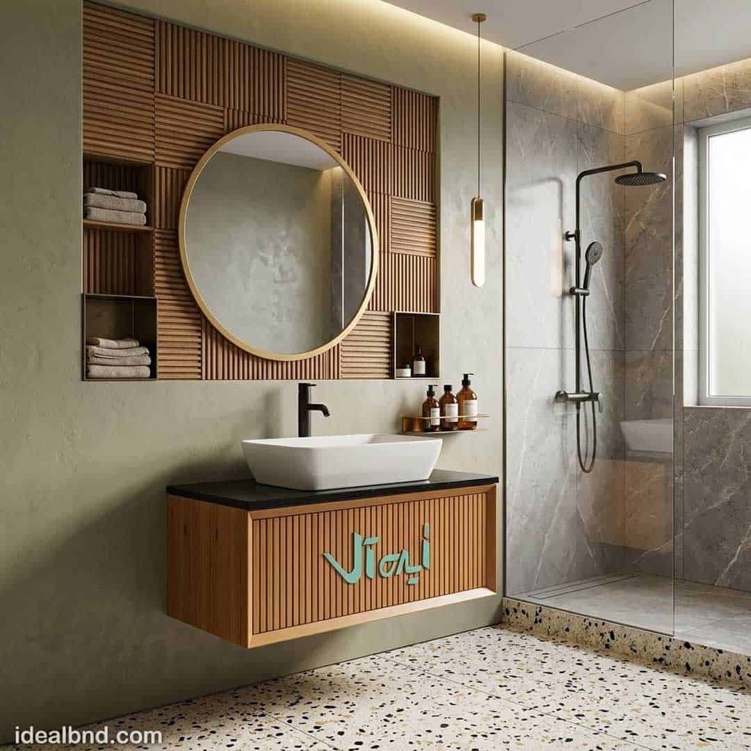 روشویی چوبی زیبای فروشگاه ایده آل در خانه