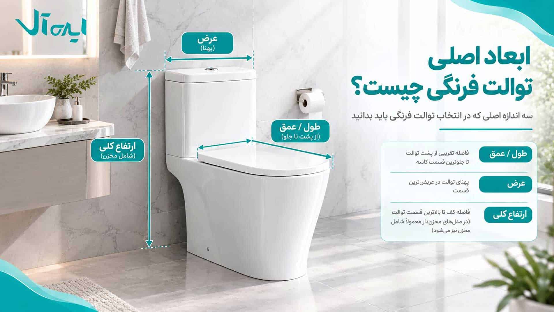 راهنمای منظور ابعاد توالت فرنگی