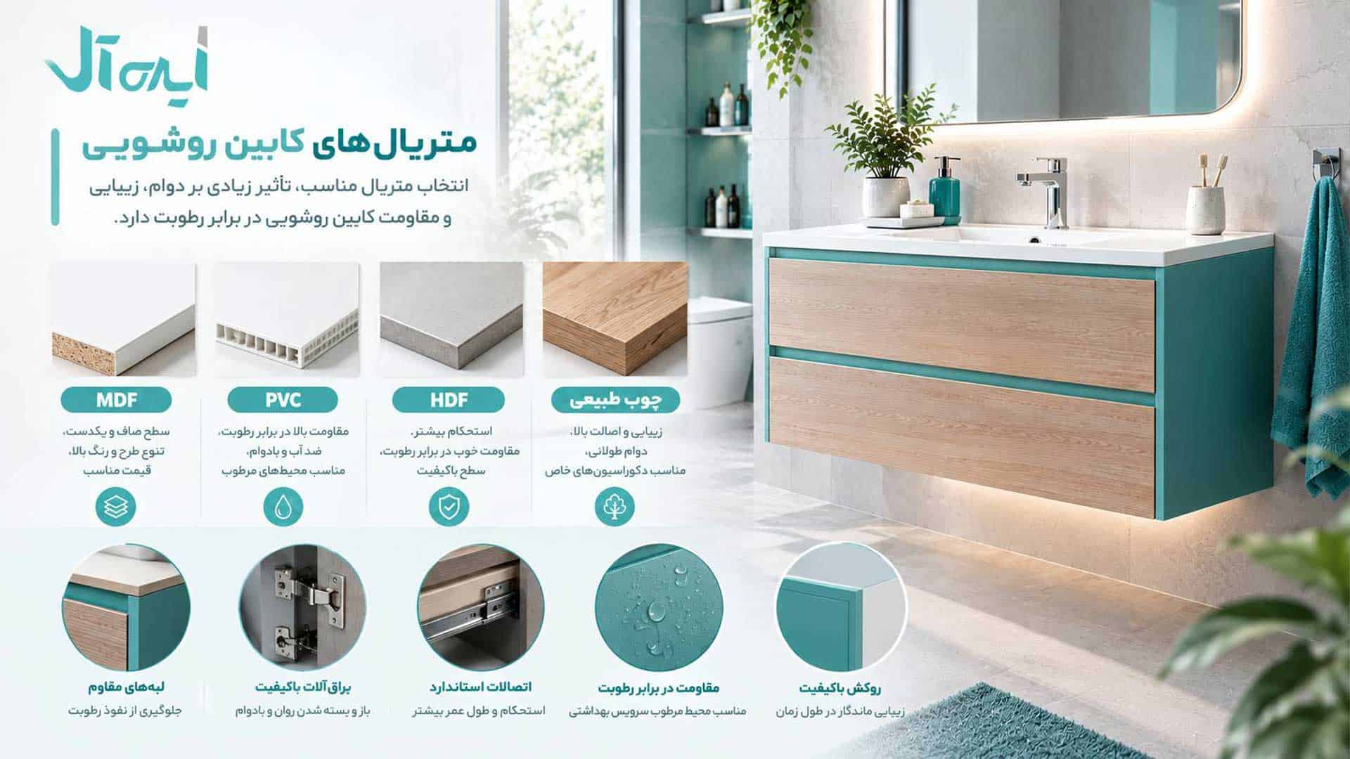 انواع متریال کابین روشویی