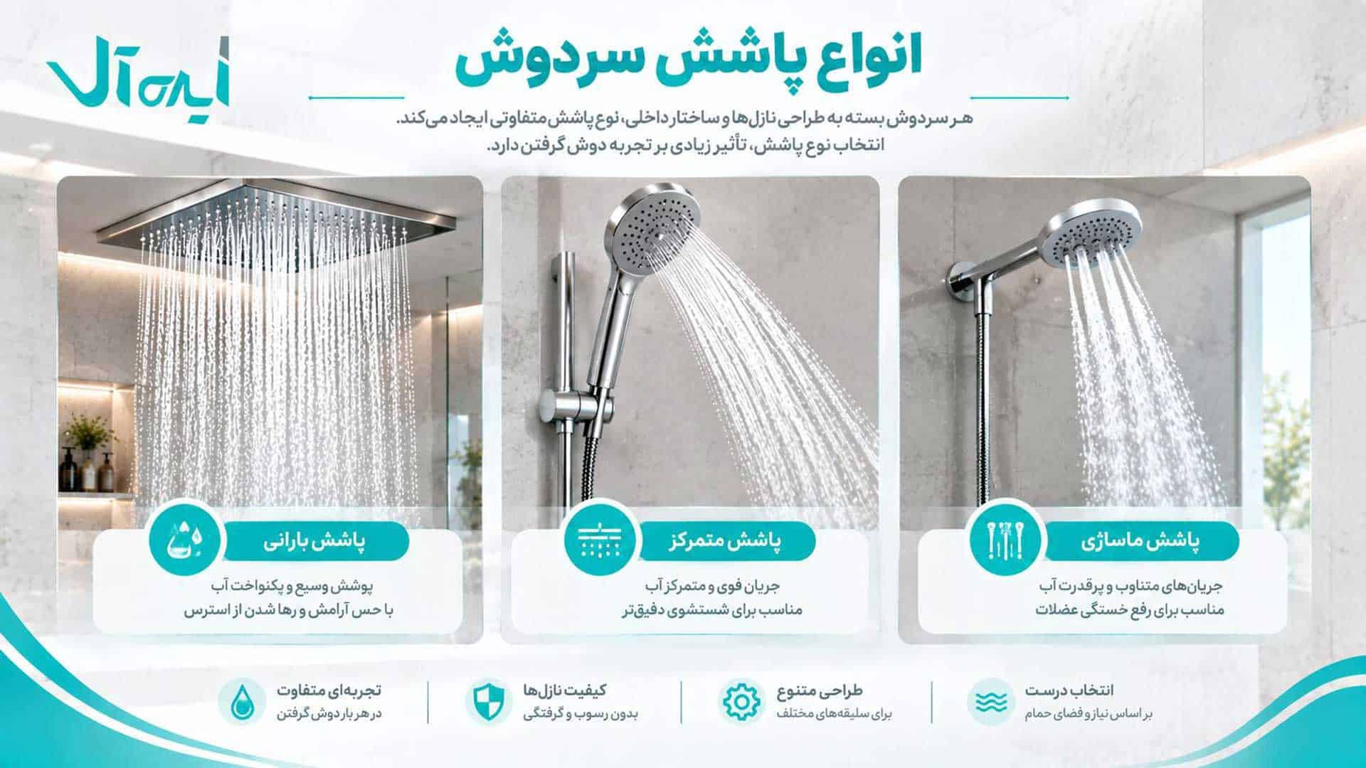 انواع پاشش سر دوش