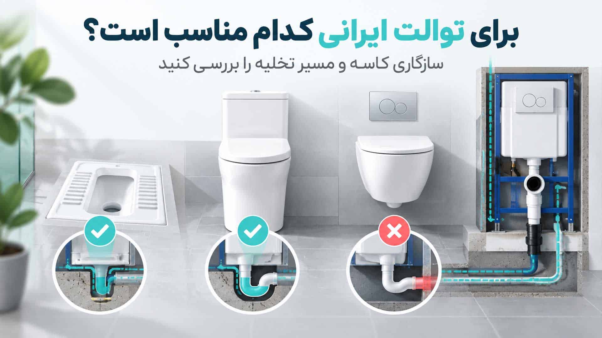 بررسی سازگاری فلاش تانک با توالت ایرانی و مسیر تخلیه