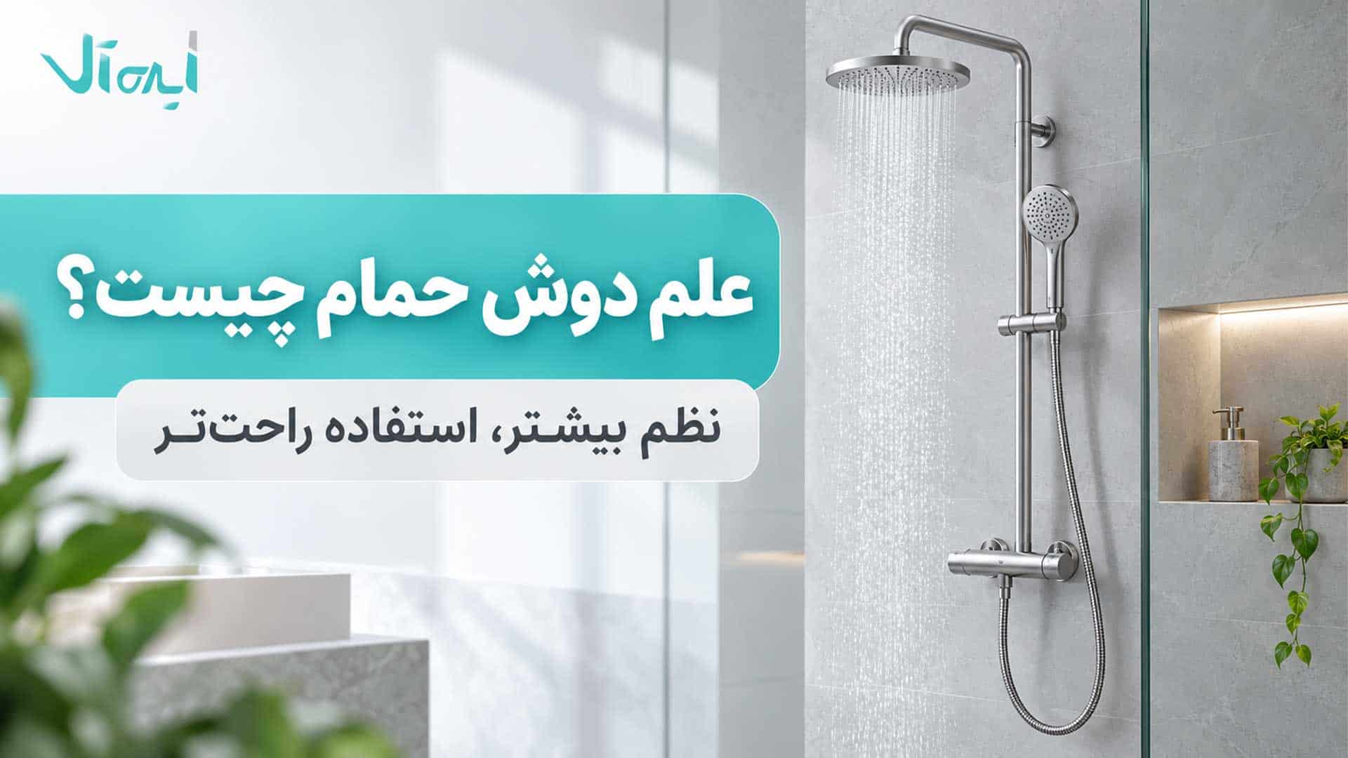 علم دوش حمام کرومی در سرویس بهداشتی مدرن