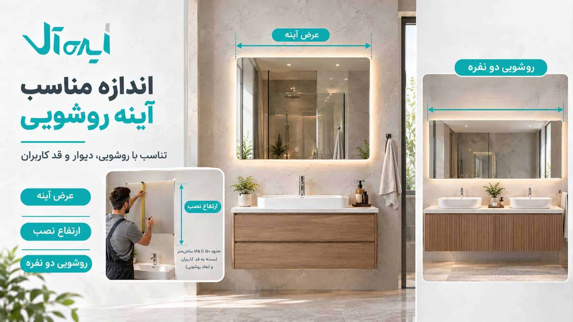 اندازه آینه مناسب روشویی