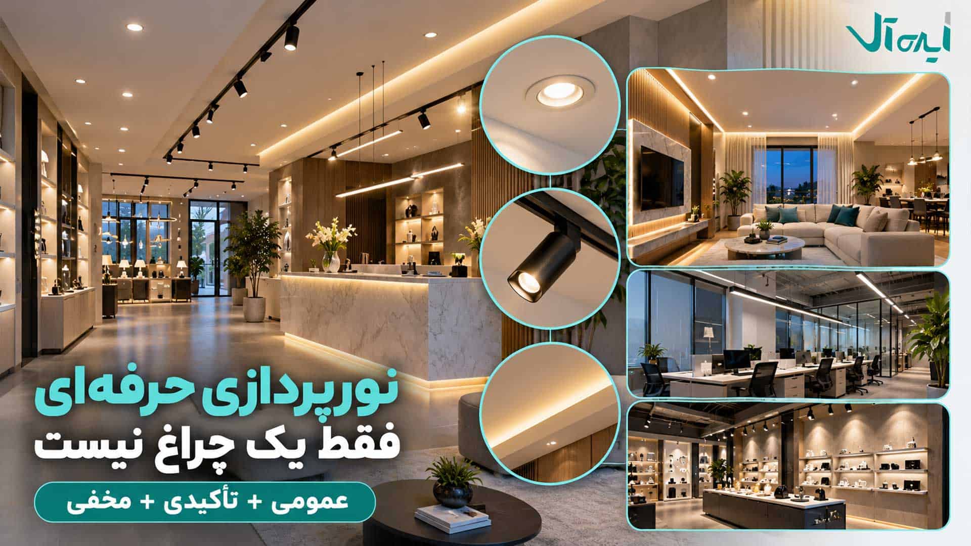 ترکیب نور عمومی، تأکیدی و مخفی در طراحی نورپردازی حرفهای شوروم و فضای داخلی